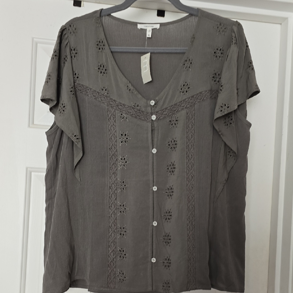 Maurices Blouse with Eyelet Details